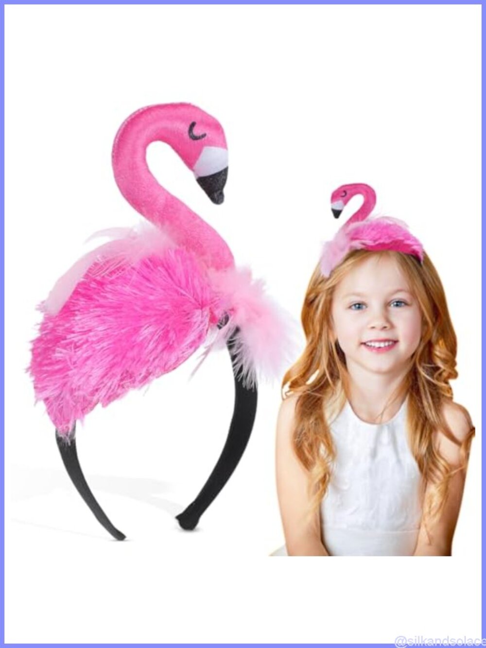 Flamingo Costume Headband Velour Hair Accessory Tropical Party
